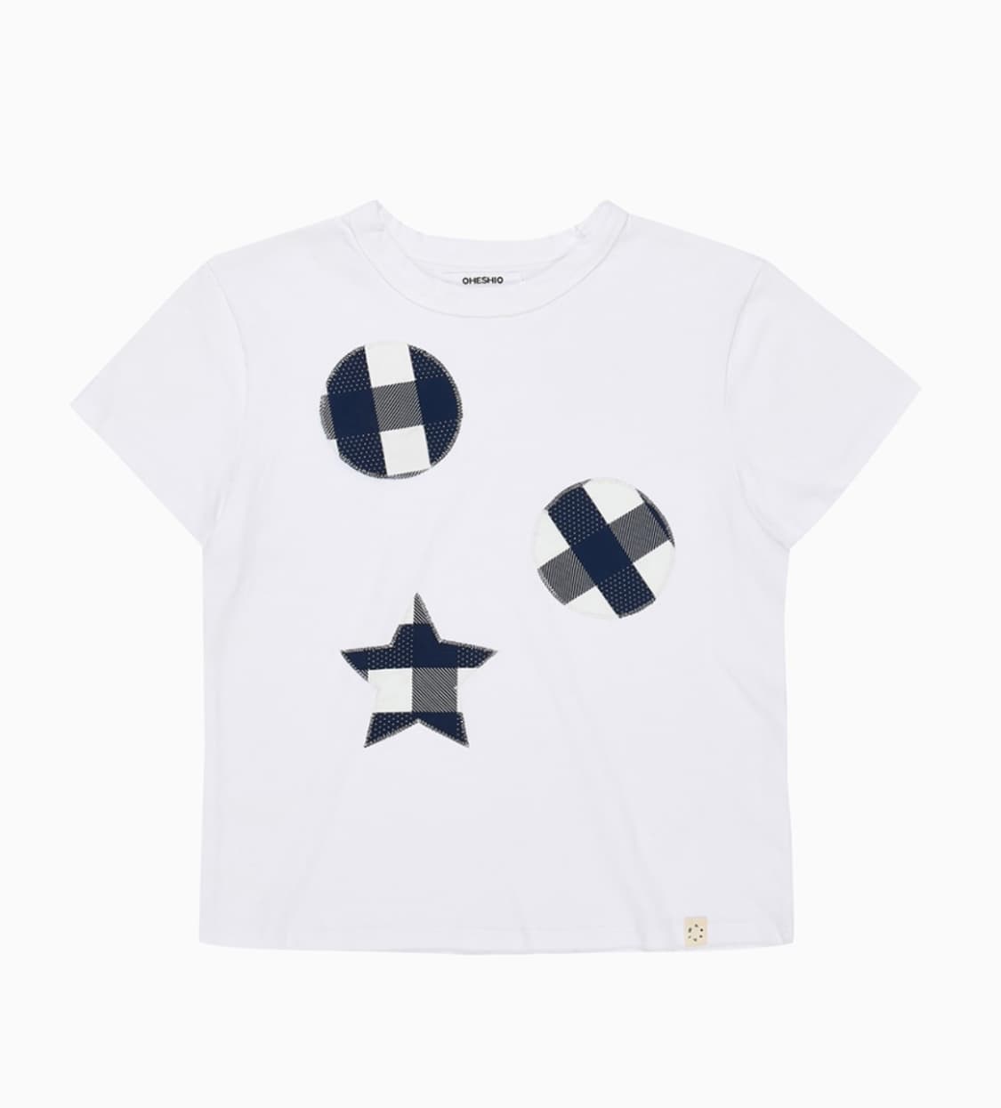 check patchy t-shirts, white 상품이미지1
