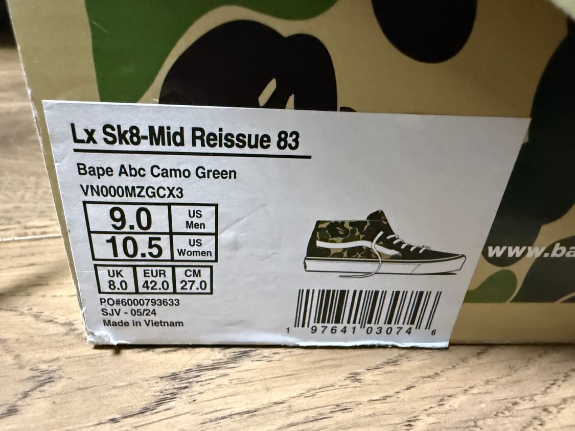 반스 x 베이프 스케이트 미드 리이슈 83 LX 블랙 270 상품이미지2