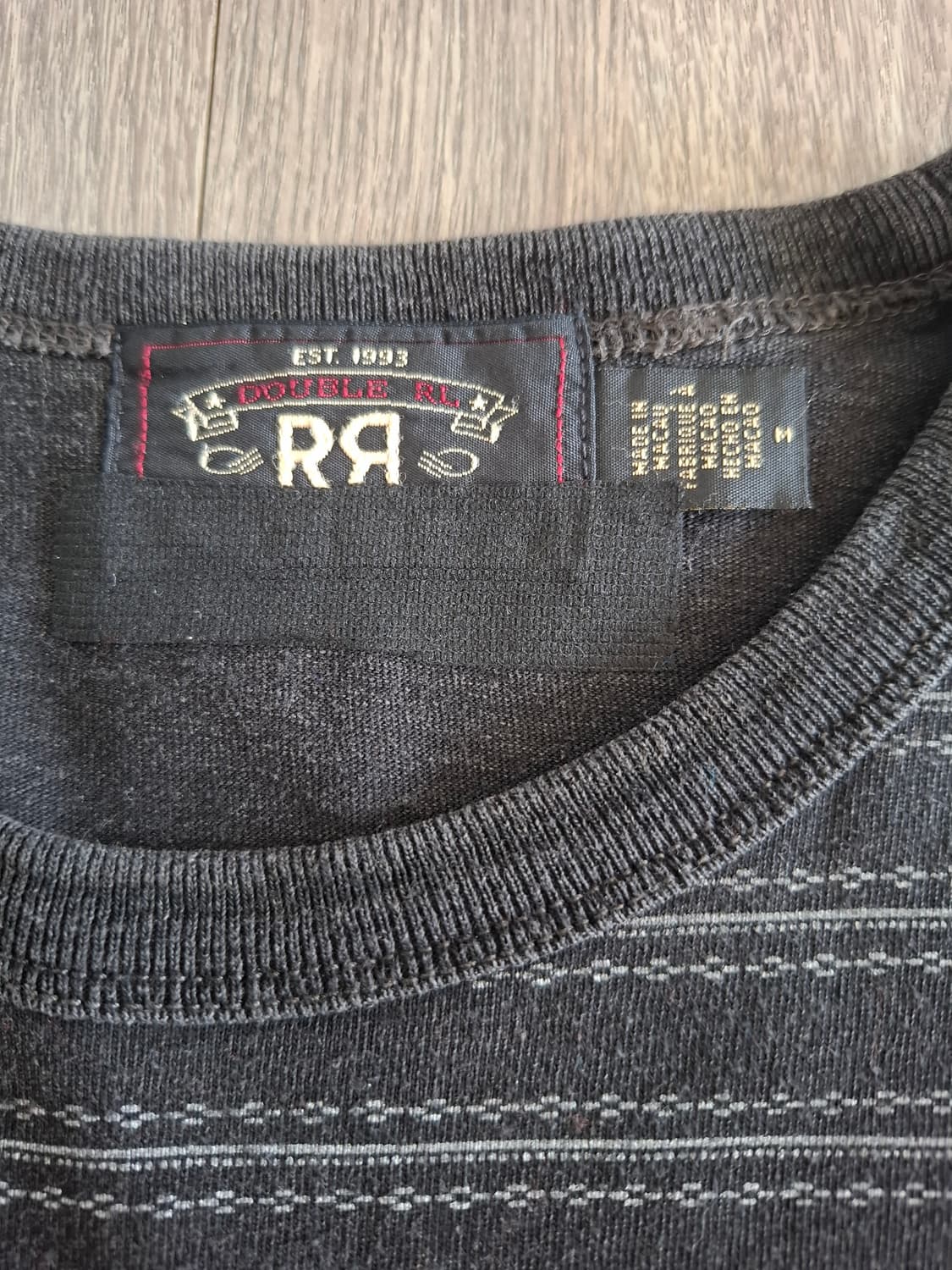 M 더블알엘  인디고 스트라이프 저지 반팔 티셔츠 블랙 상품이미지2