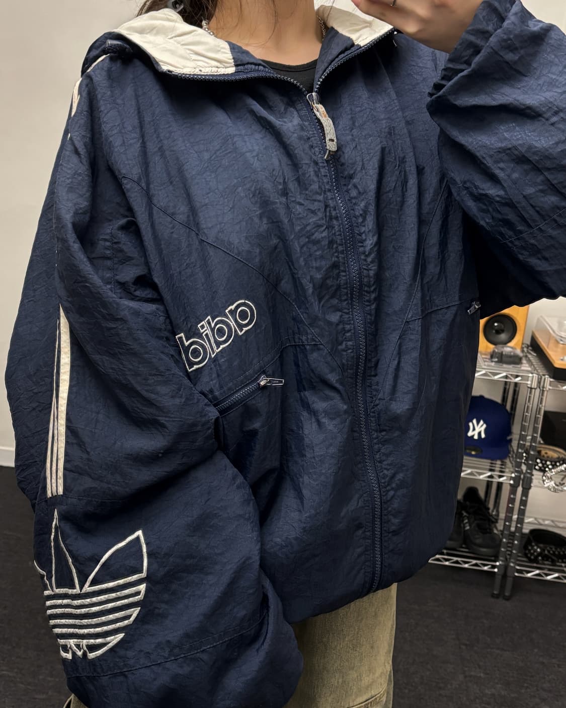 아디다스 90s 오버사이즈 네이비 퀼팅 점퍼 상품이미지1