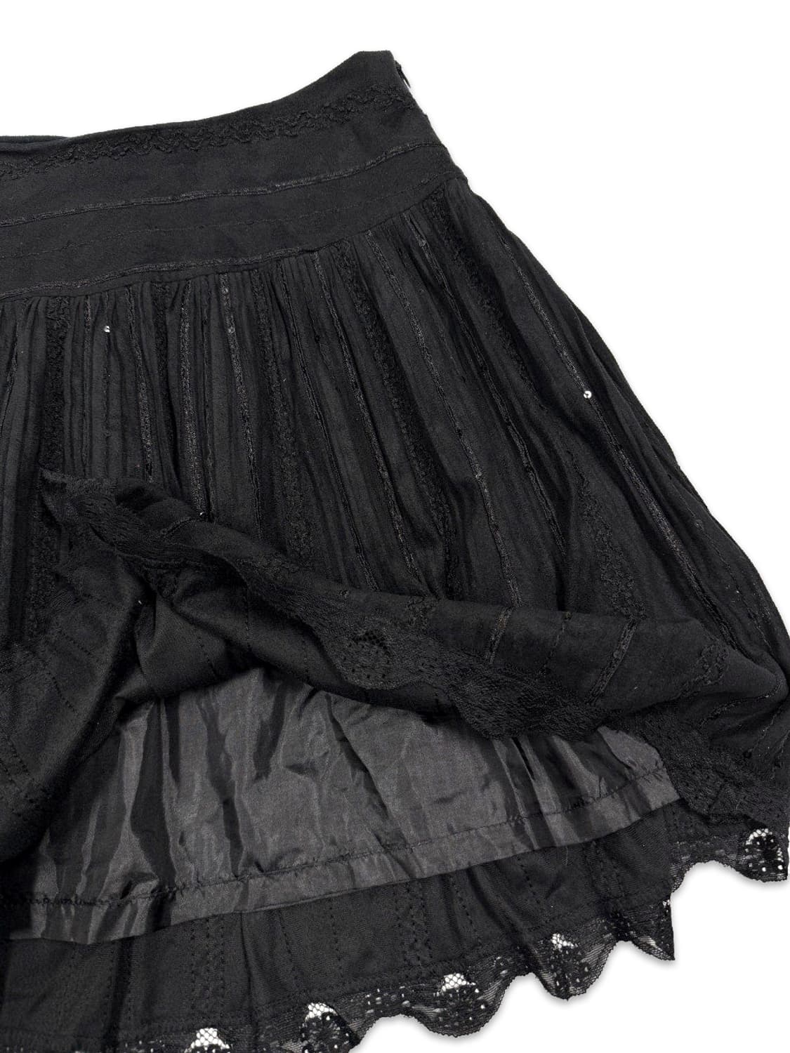 빈티지 블랙 레이스 스판콜 미디 스커트 상품이미지4