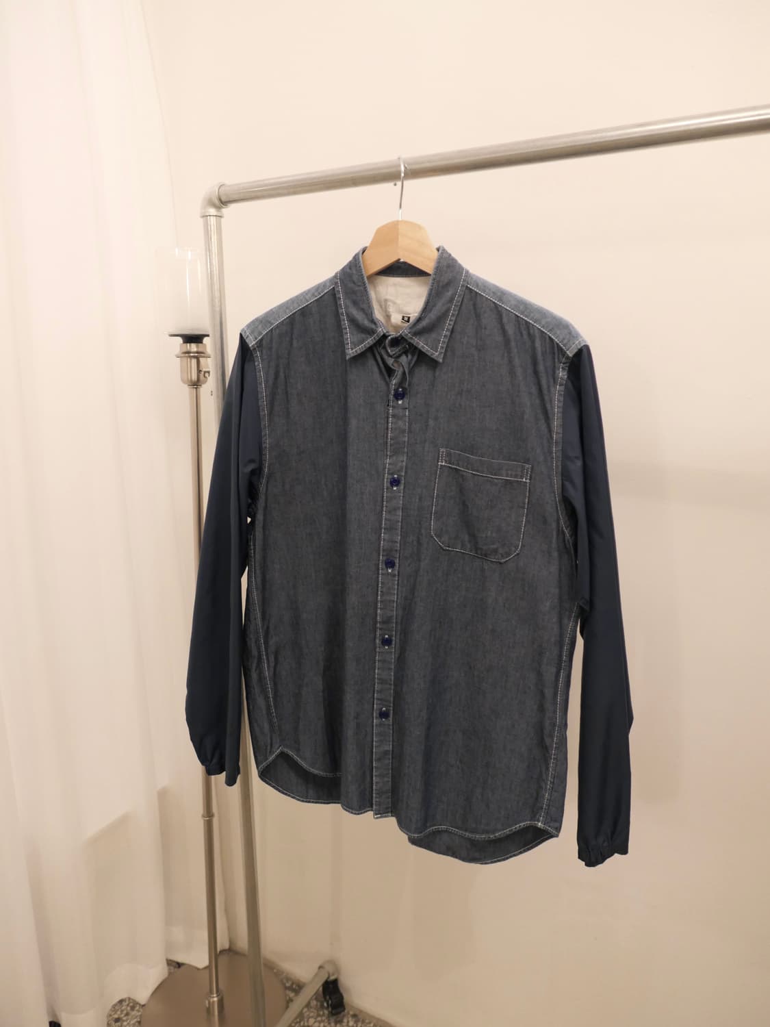 꼼데가르송 간류 나일론 슬리브 데님 셔츠 상품이미지1