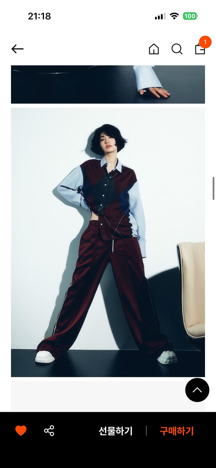 이비엠 E.B.M 아가일 패턴 니트 믹스 셔츠 44 상품이미지2