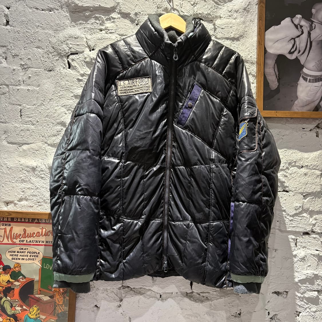 아비렉스 USAF 히든 후드 유광 투웨이 패딩 상품이미지3