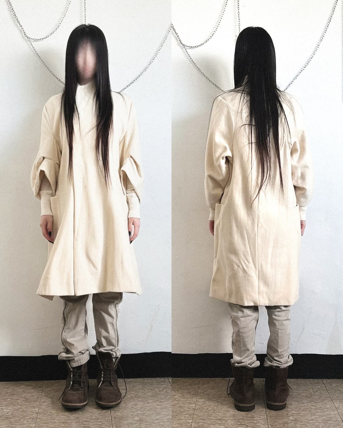 too good x 10corsocomo 드레이프 슬리브 써머 울 롱코트 상품이미지1