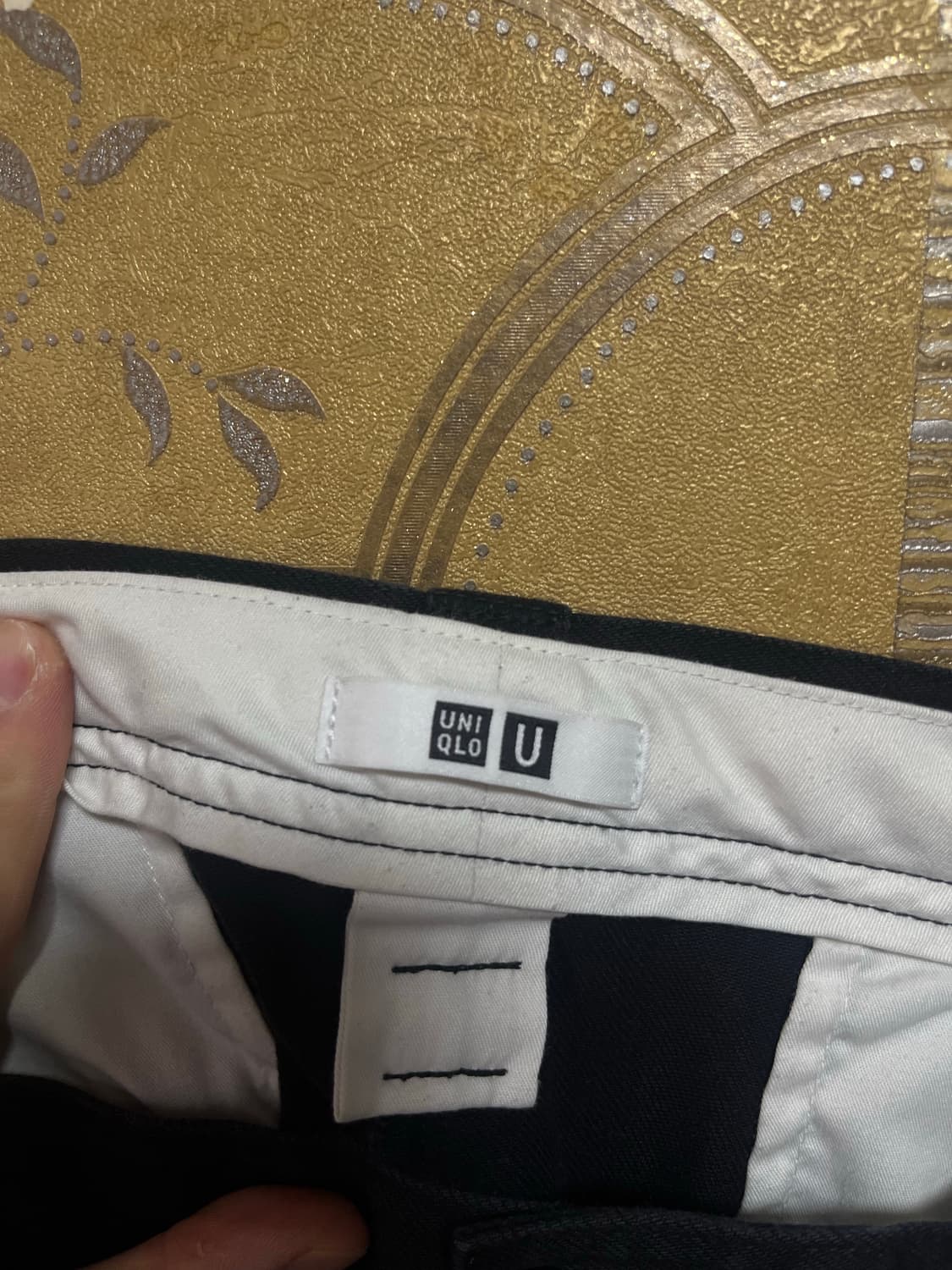 Uniqlo U라인 와이드핏 치노팬츠 블랙 82cm 상품이미지5