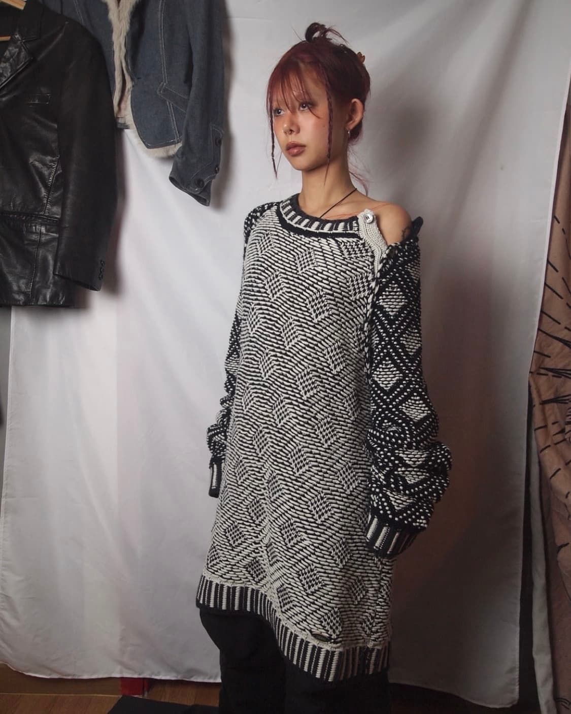 저스트 카발리 숄더 버튼 슬릿 헤비 니트 상품이미지2