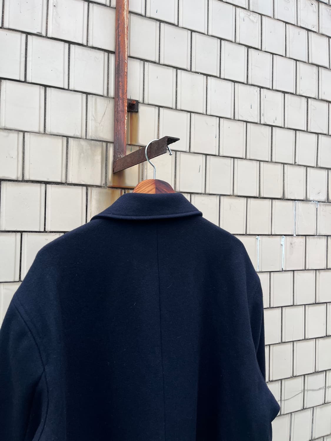 Japan made 발마칸 네이비 울혼방 코트 상품이미지4