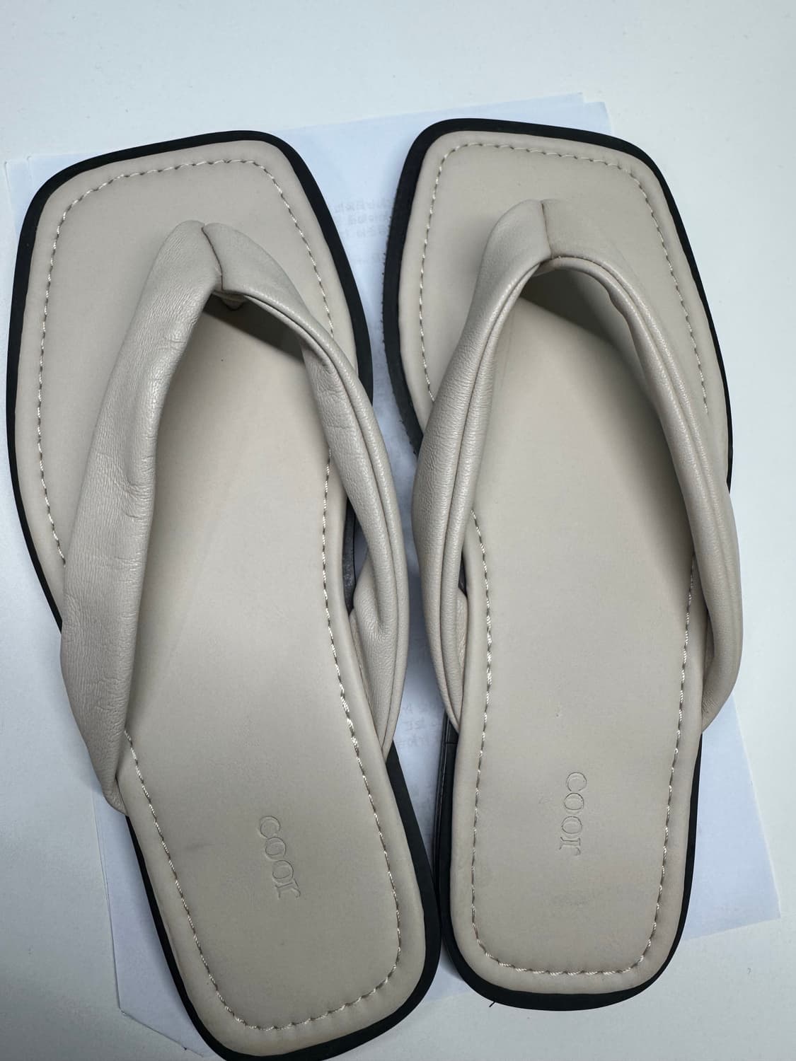 쿠어 램스킨 스퀘어토 플립플랍 (베이지) 상품이미지1