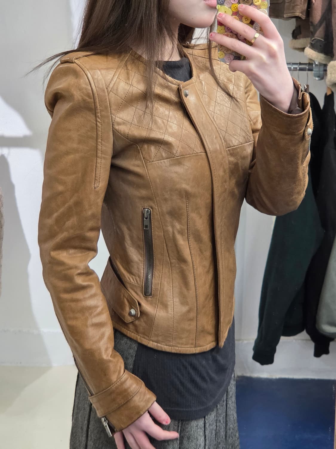 on n on lambskin 양가죽 레더자켓 상품이미지2