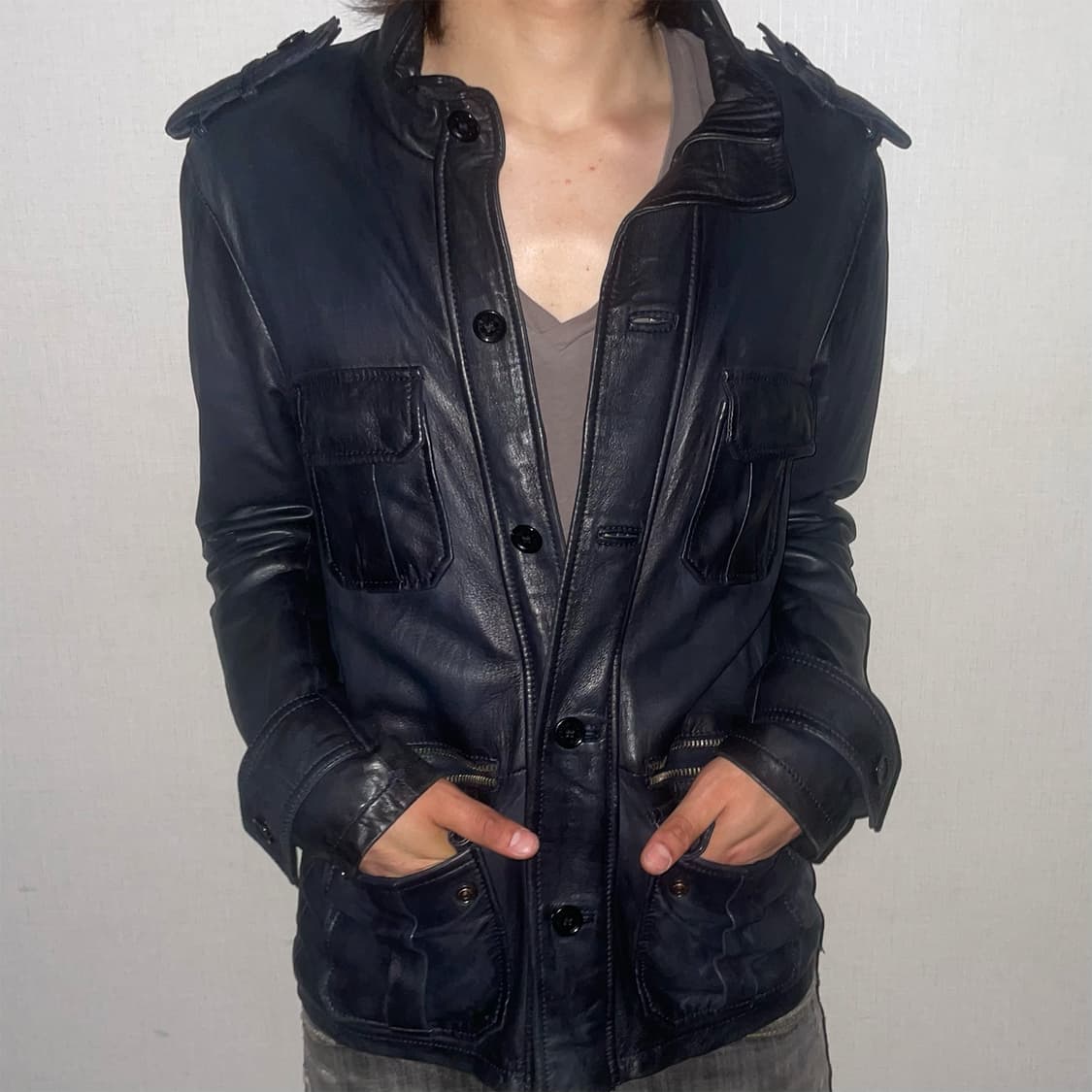 이탈리안 4포켓 필드 레더자켓 상품이미지8