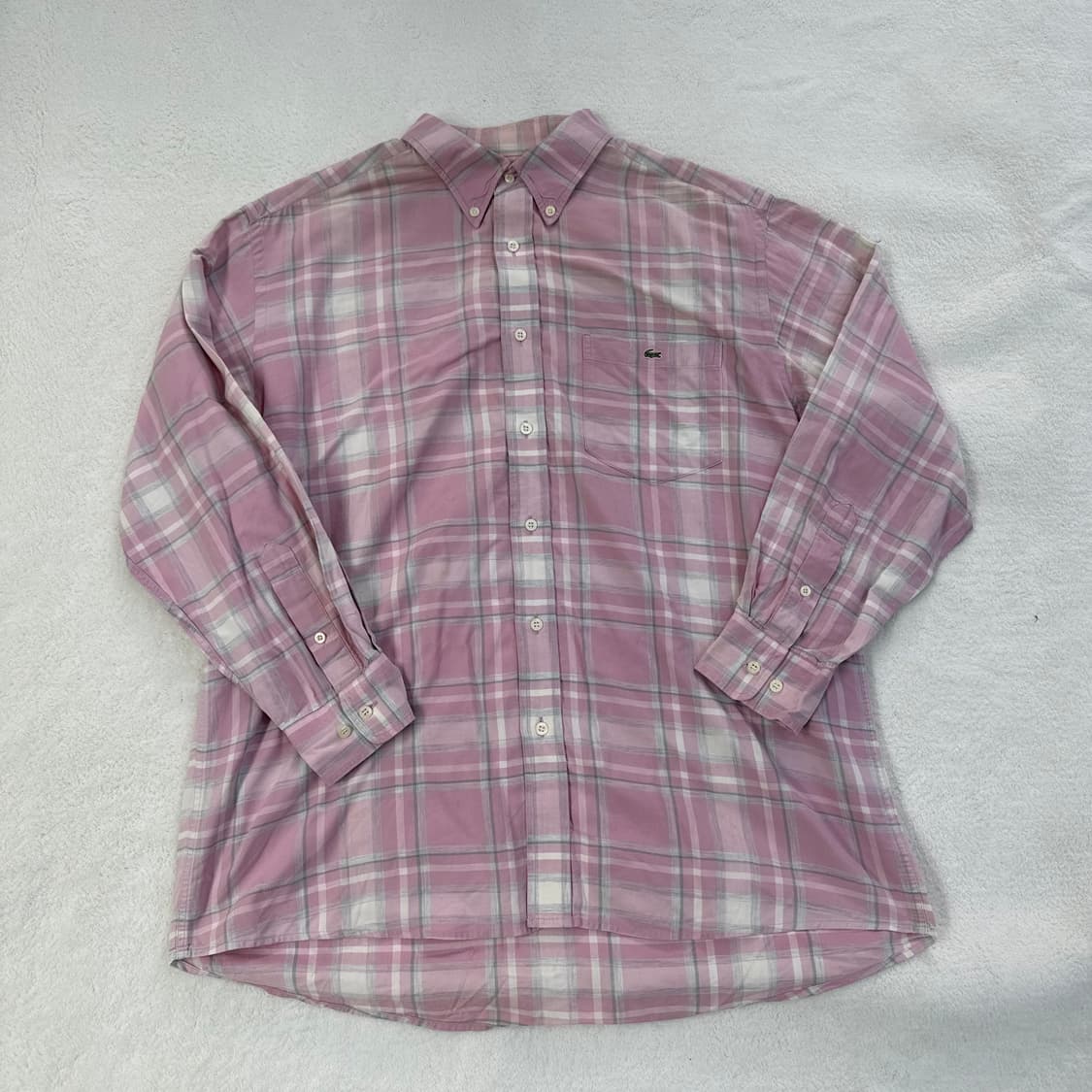 100 라코스테 핑크 체크 긴팔 셔츠0227T 상품이미지1