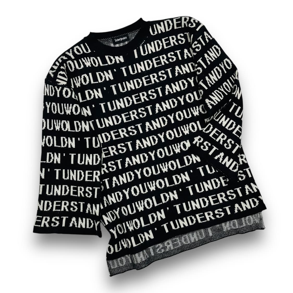 Love peace 스펠아웃 레터링 아트 다크 니트 상품이미지1