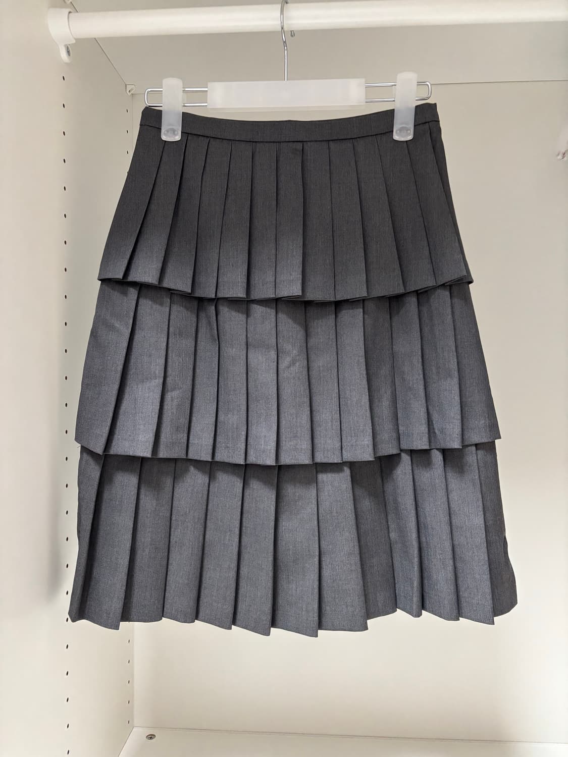 ronron 론론 레이어드 플리츠 스커트 차콜 그레이 S 상품이미지1