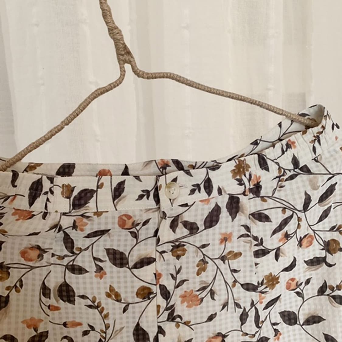 Vintage Check Pattern Flower Long Skirt 상품이미지4