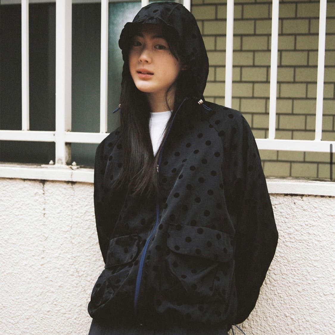오헤시오 dot frill hooded windbreaker jumper 상품이미지2