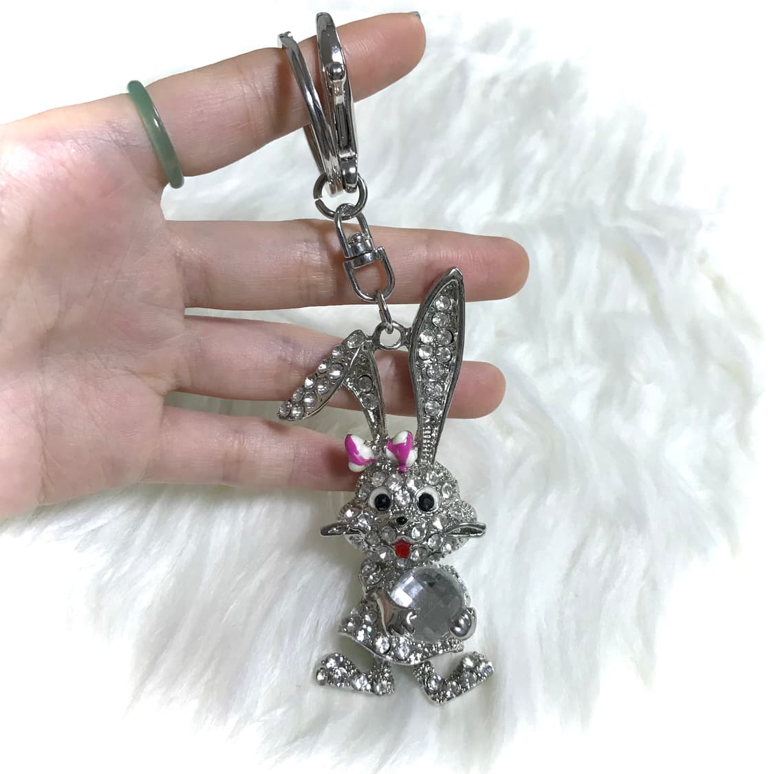 빈티지 핀터깔 y2k 갸루 리본 토끼 키링 상품이미지2