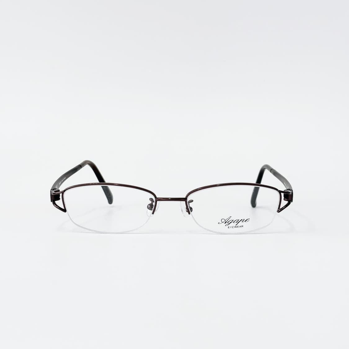 AGANE 브라운 큐빅 반무테 메탈 데드스탁 빈티지안경 상품이미지2