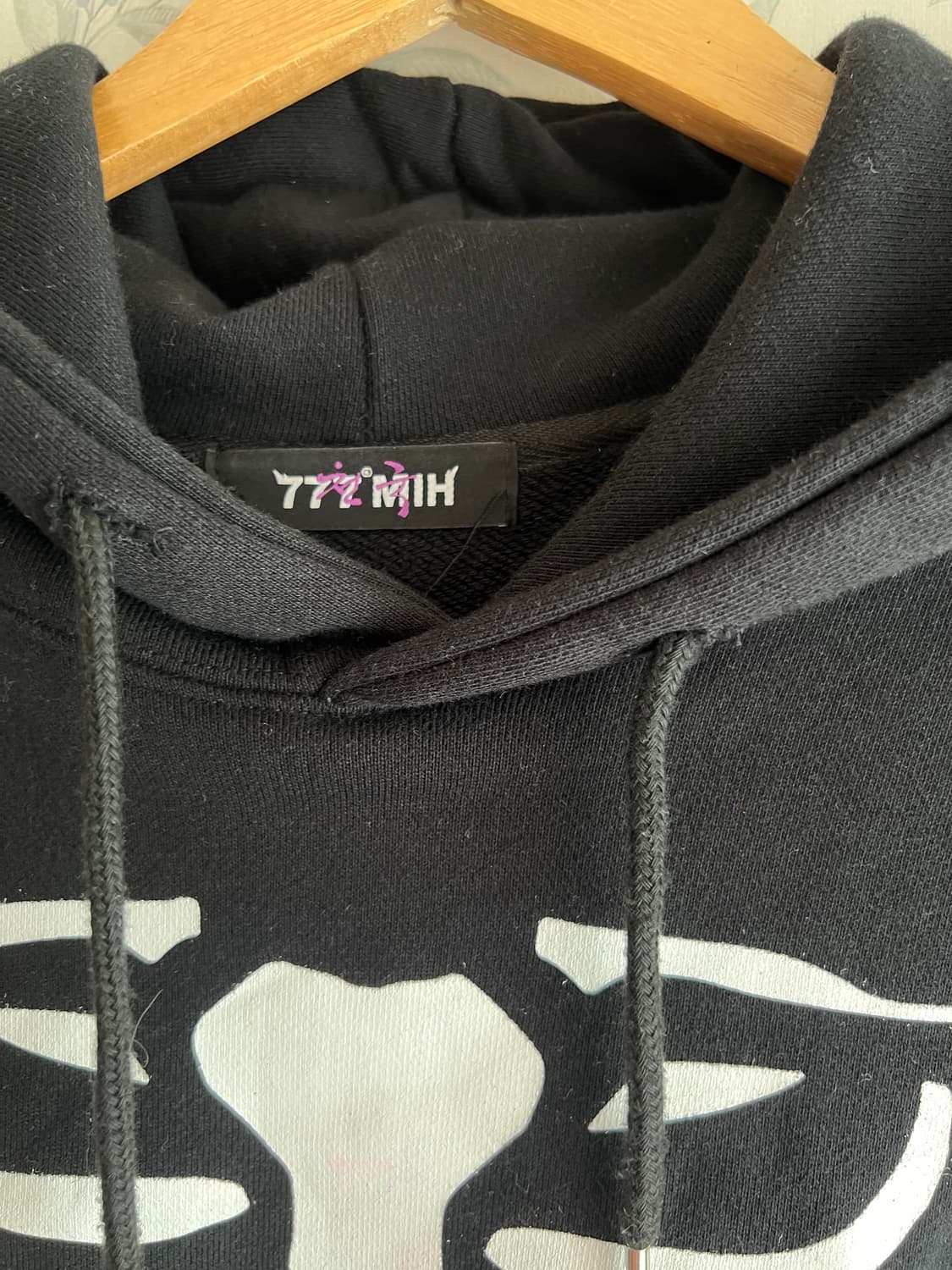 블랙 해골 프린팅 후드티 M 상품이미지4