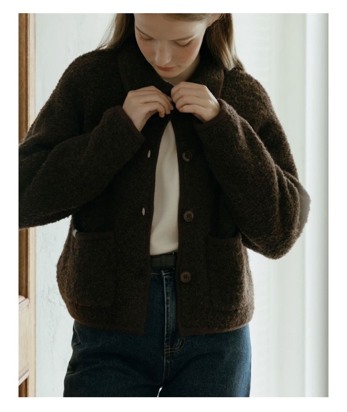 니주르 부클 카라 버튼업 니트 자켓 상품이미지3