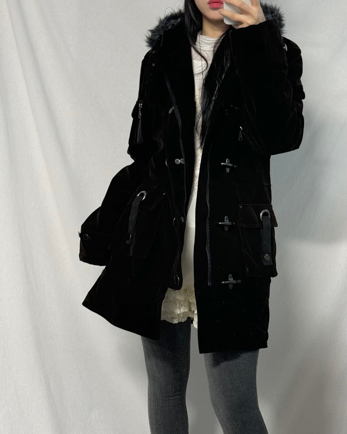 벨벳 파이어맨 후크 퍼 후디드 코트 상품이미지7