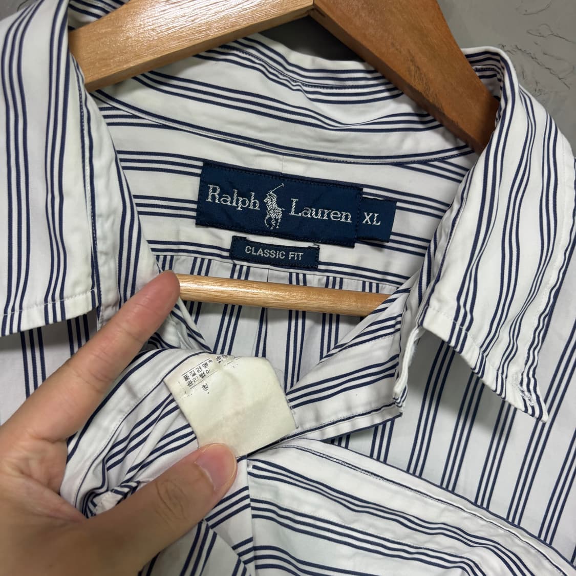 폴로 랄프로렌 스트라이프 셔츠 화이트 블루 상품이미지3