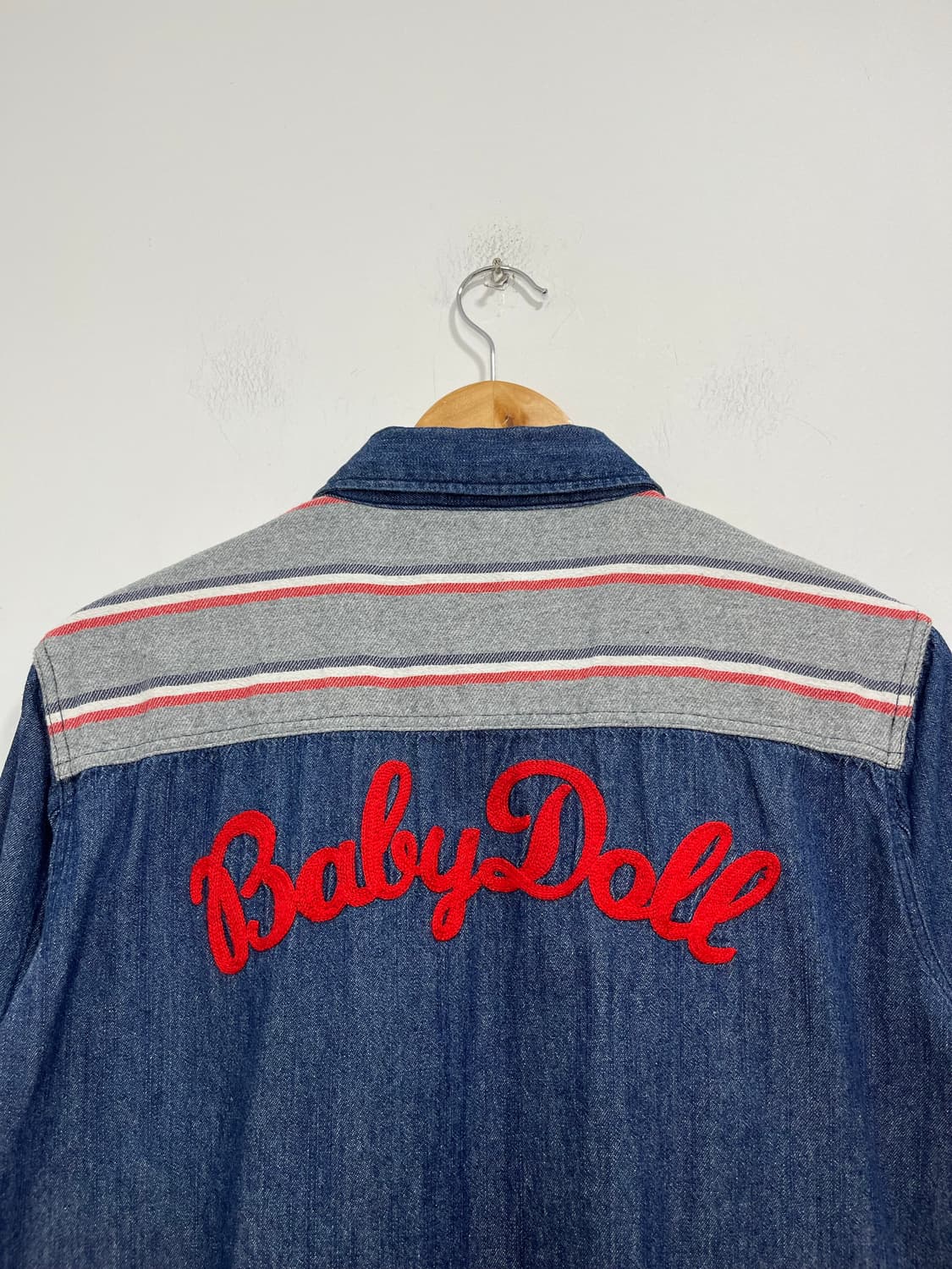일본 빈티지 baby doll 와펜 패치 워크 데님 셔츠  상품이미지7
