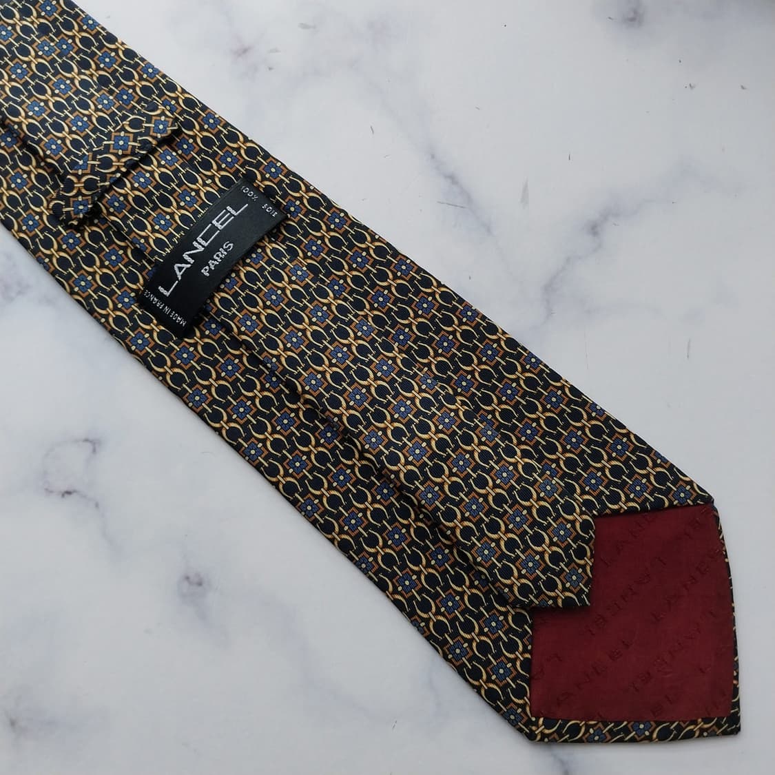 란셀 실크 블랙 패턴 넥타이 9.4cm A+등급 K2182 상품이미지8