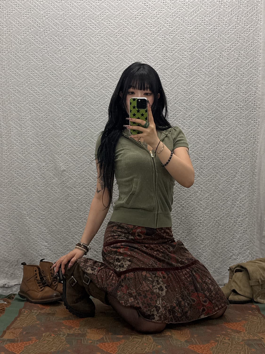쥬시꾸뛰르 빈티지 Y2K 갸루 러블리힙 반팔 후드집업 K0219 상품이미지1