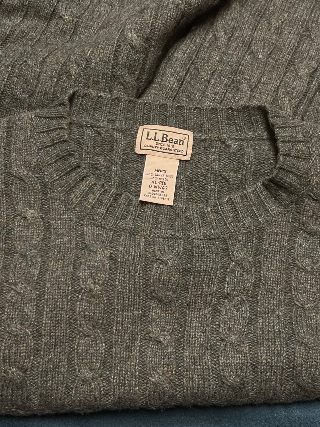 L.L.Bean 올리브그린 램스울 80 혼방 니트 XL 상품이미지4