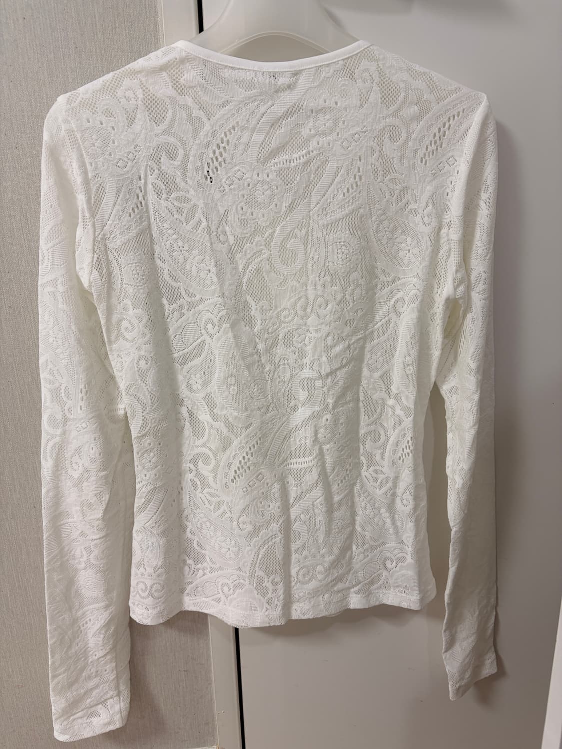 모노하 레이스 롱 슬리브 티셔츠 화이트 상품이미지5