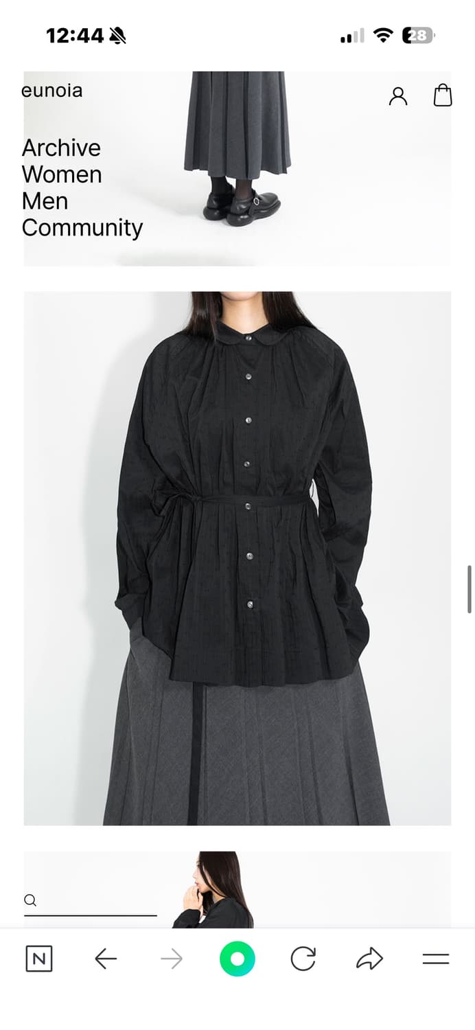 유노이아 Mone Bumpy Blouse (블랙,화이트) 상품이미지2