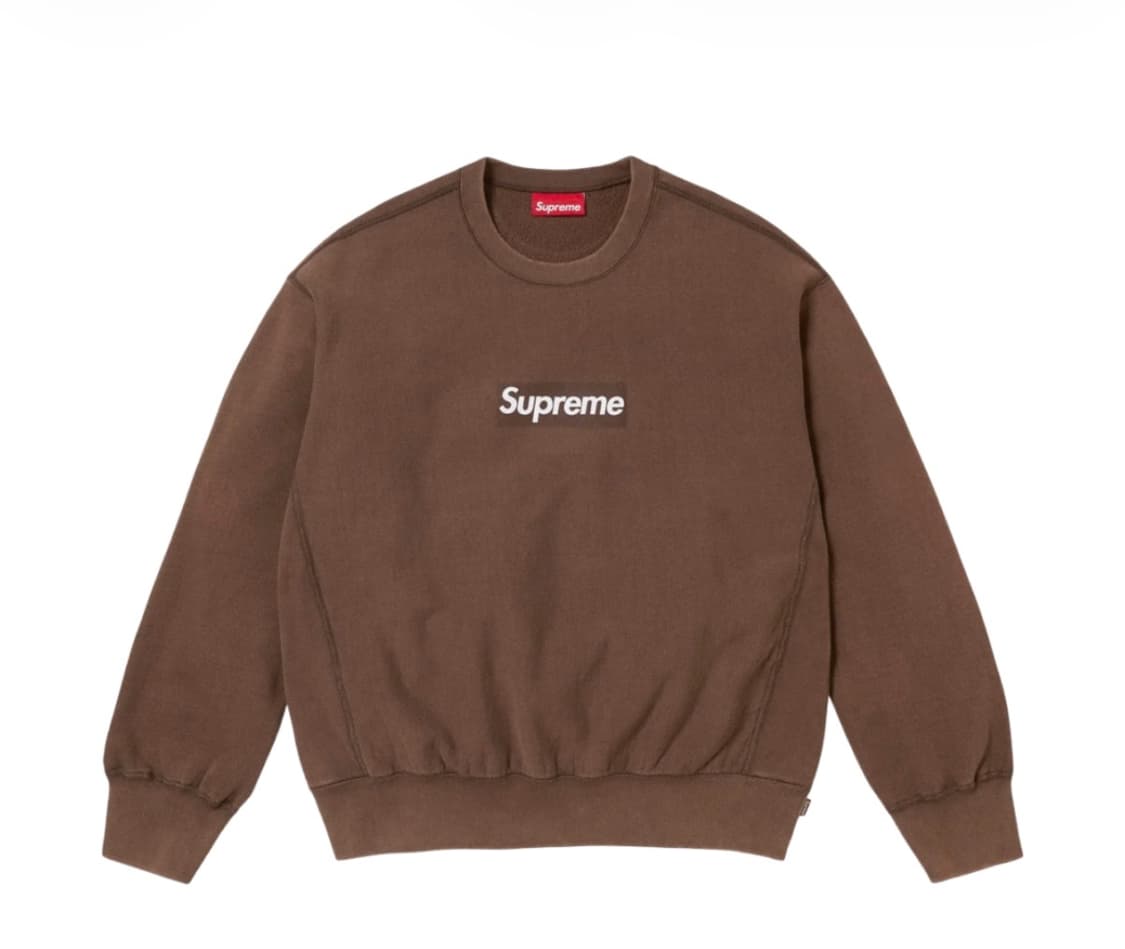 슈프림 워시드 박스로고 크루넥 브라운 - 25SS 상품이미지1