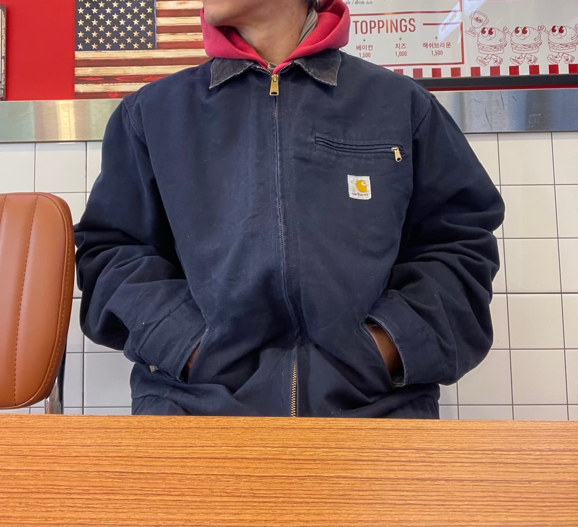 칼하트 j01(48)  디트로이트자켓 네이비컬러 상품이미지5