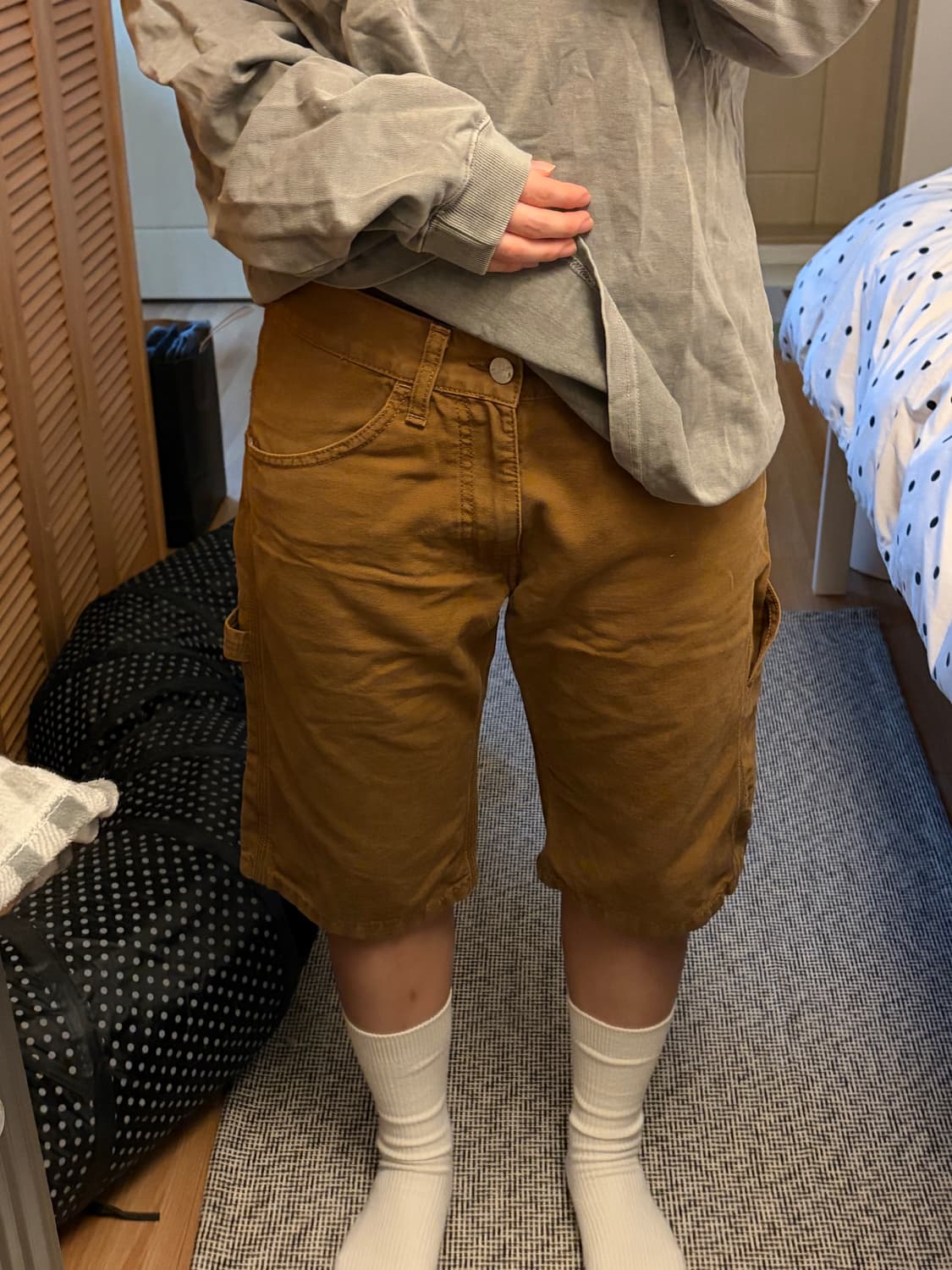 칼하트 5부 사막색? 갈색 바지 상품이미지1