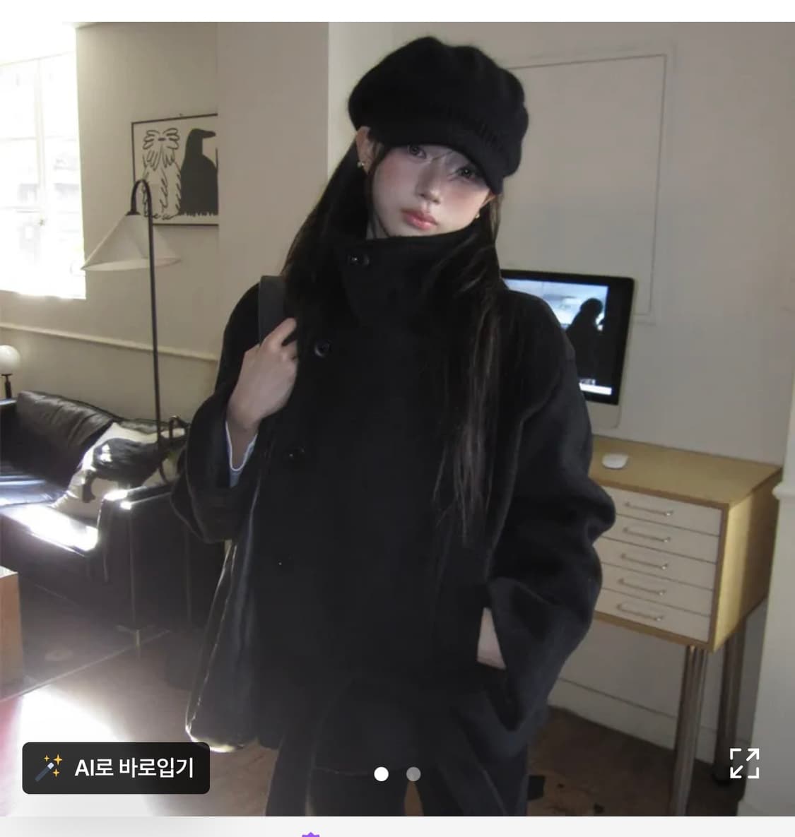 모디무드 블랙 하프 더블 코트 숏코트 (새상품) 상품이미지1