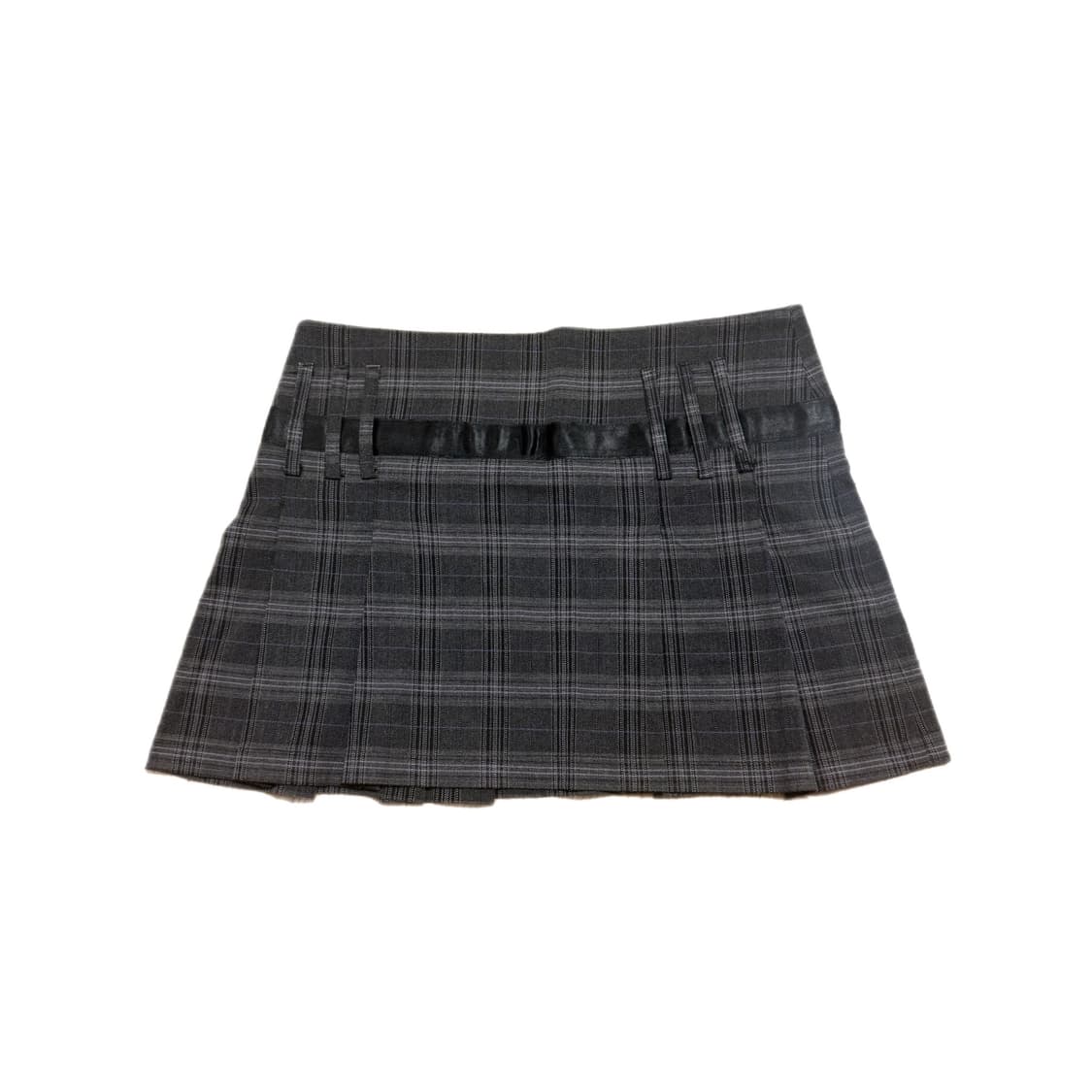 2000’s 모더인 로우라이즈 체크 플리츠 미니 스커트 새틴 리본 디테일 상품이미지2