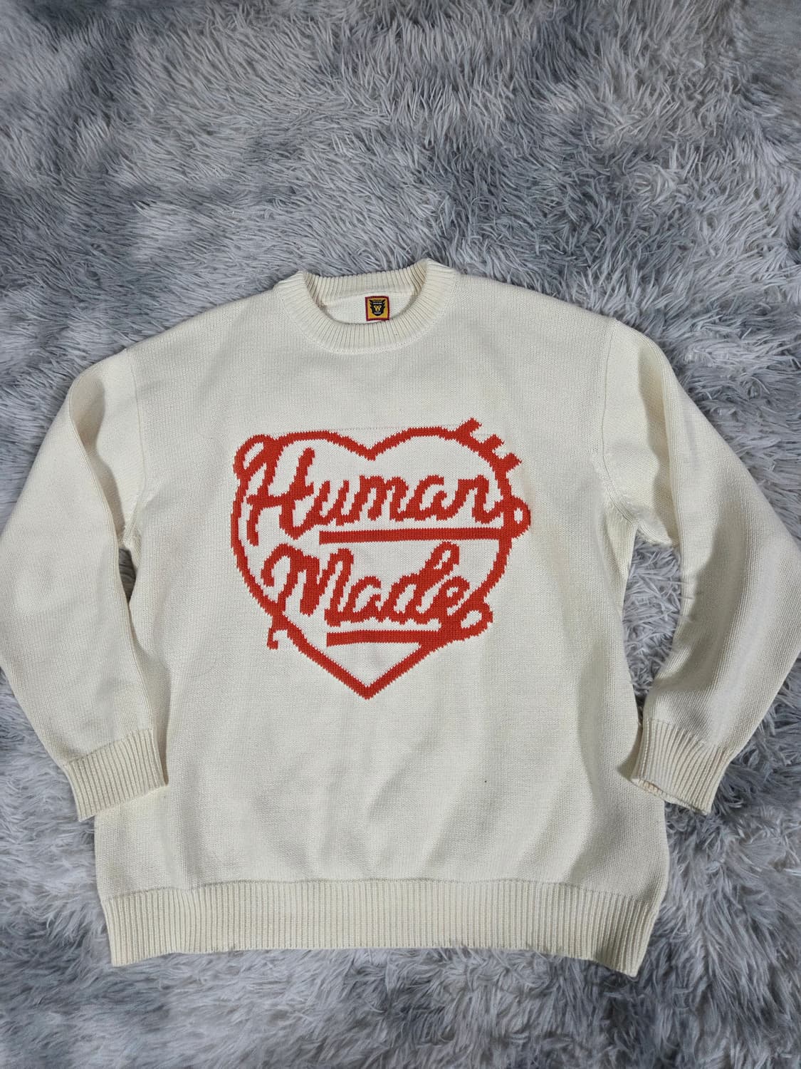 휴먼메이드 하트 로고 니트 아이보리 상품이미지1