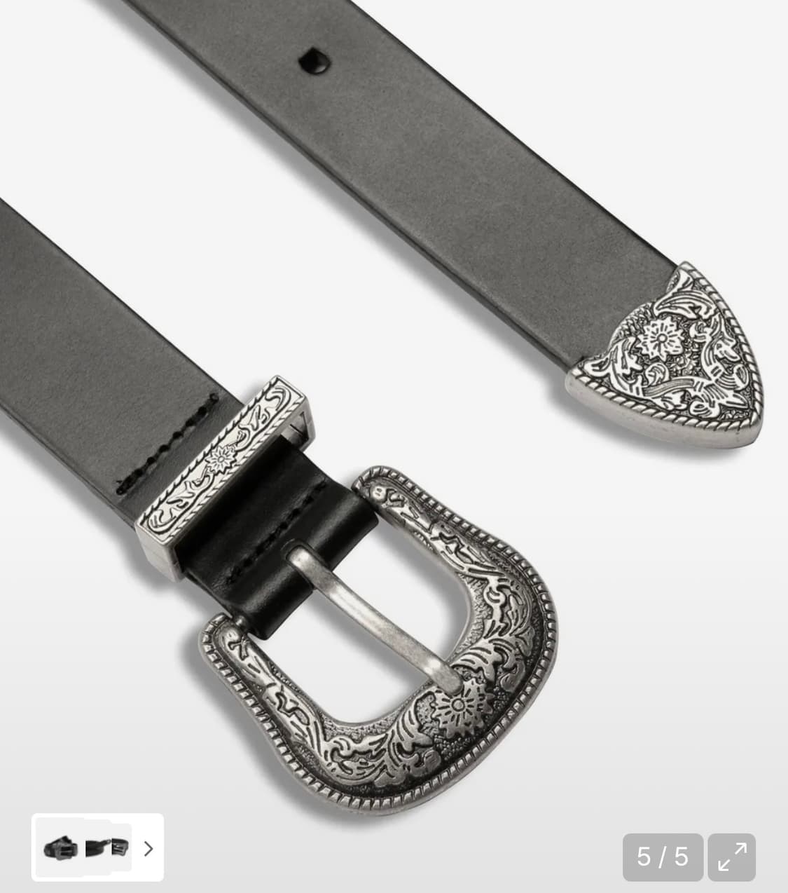 도프셉) Flower Western Cowhide Belt BK 상품이미지3