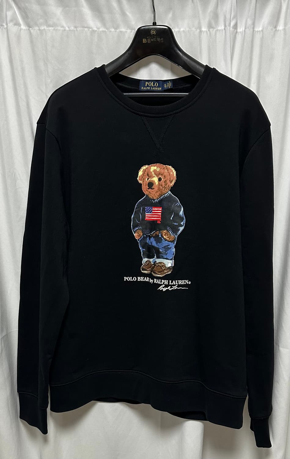 no.98 폴로 랄프로렌 성조기니트폴로베어 맨투맨 블랙 xl 상품이미지1