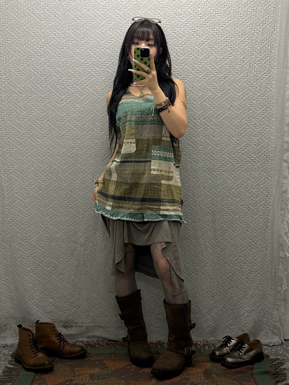 빈티지 포레스트 모리 컨트리 패치워크 벨크로 슬리브리스 K0101 상품이미지2