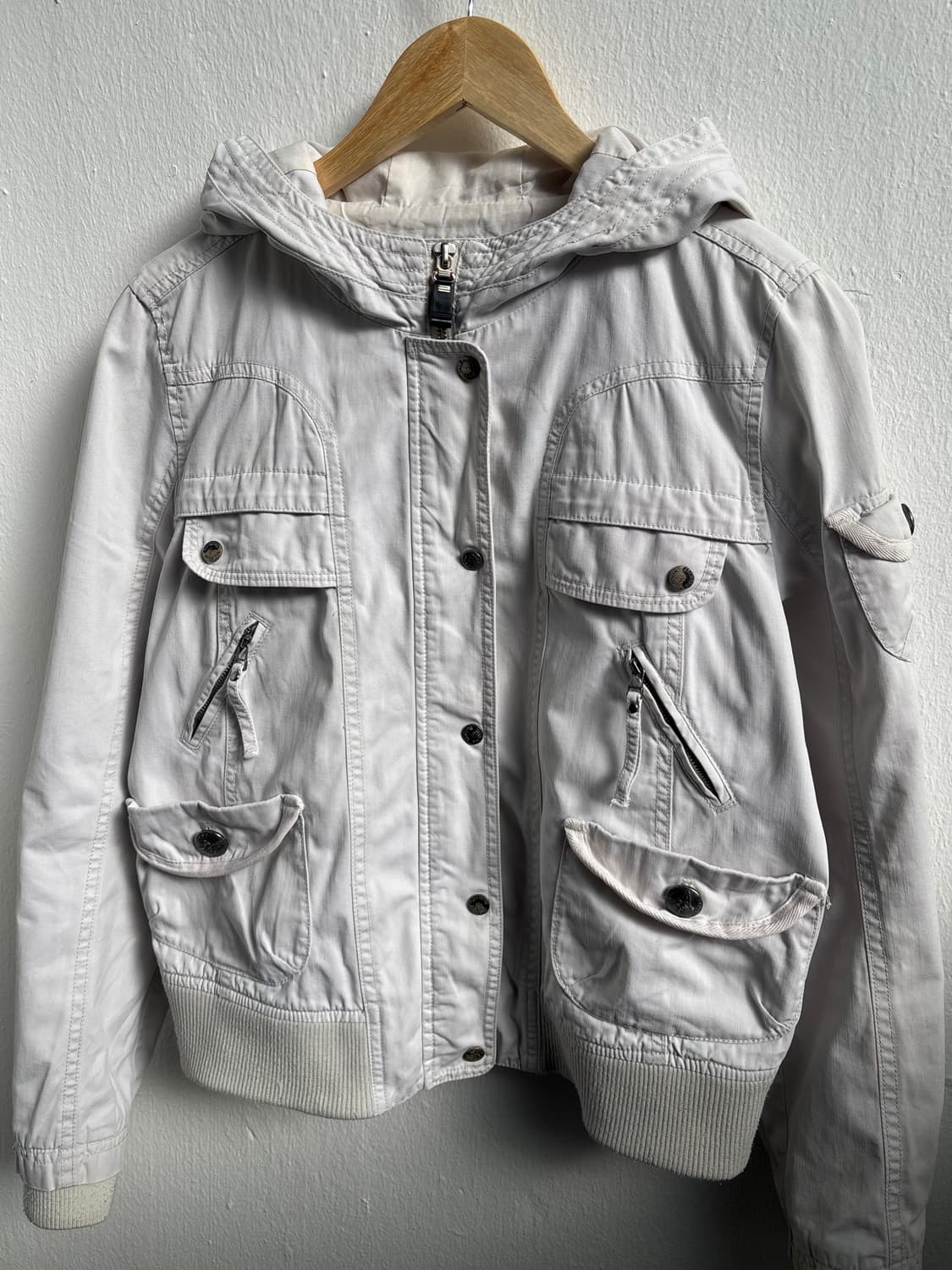 TBJ Jeans Light Grey Button Hood Zip-Up  상품이미지6