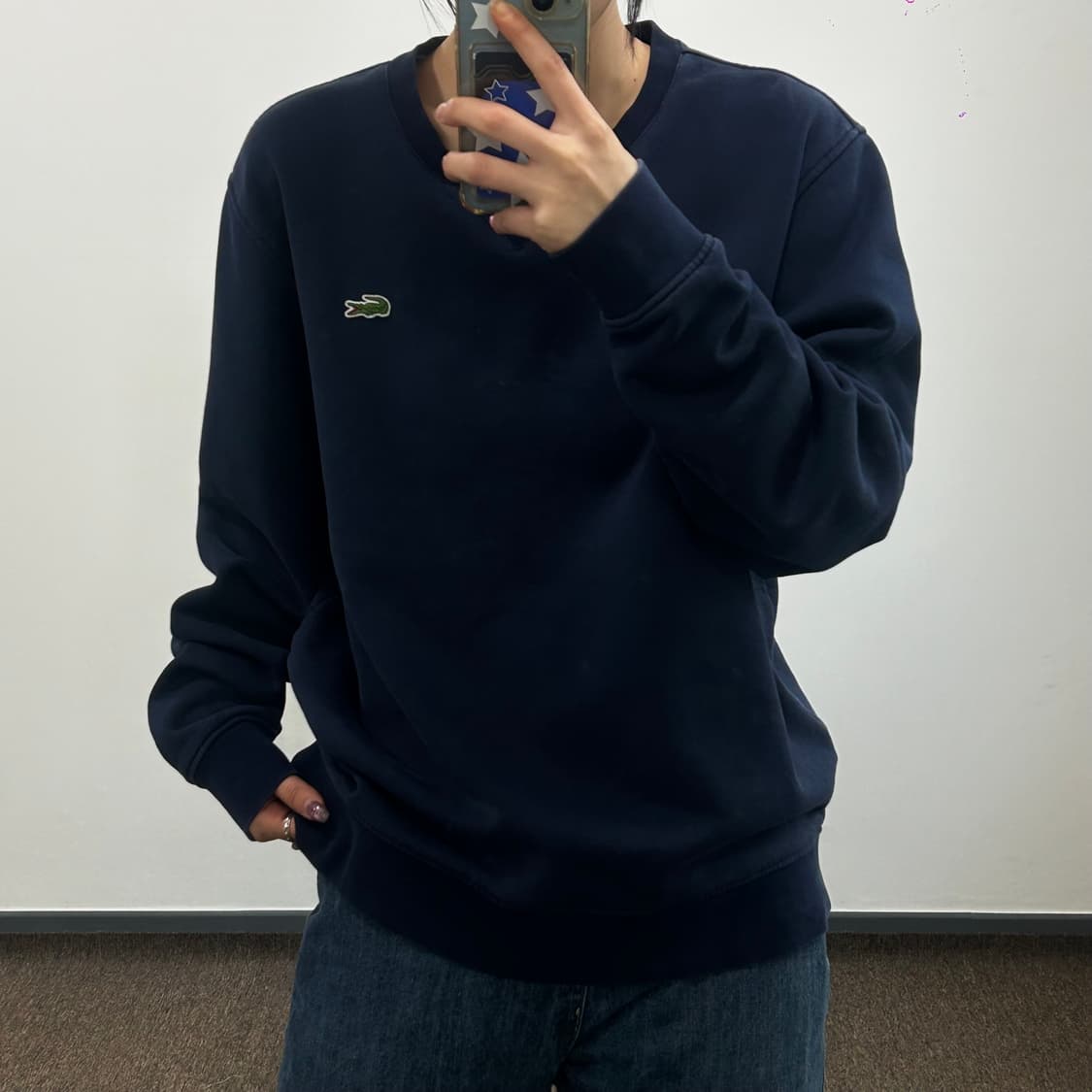 Lacoste 라코스테 스몰로고 네이비 맨투맨 상품이미지1