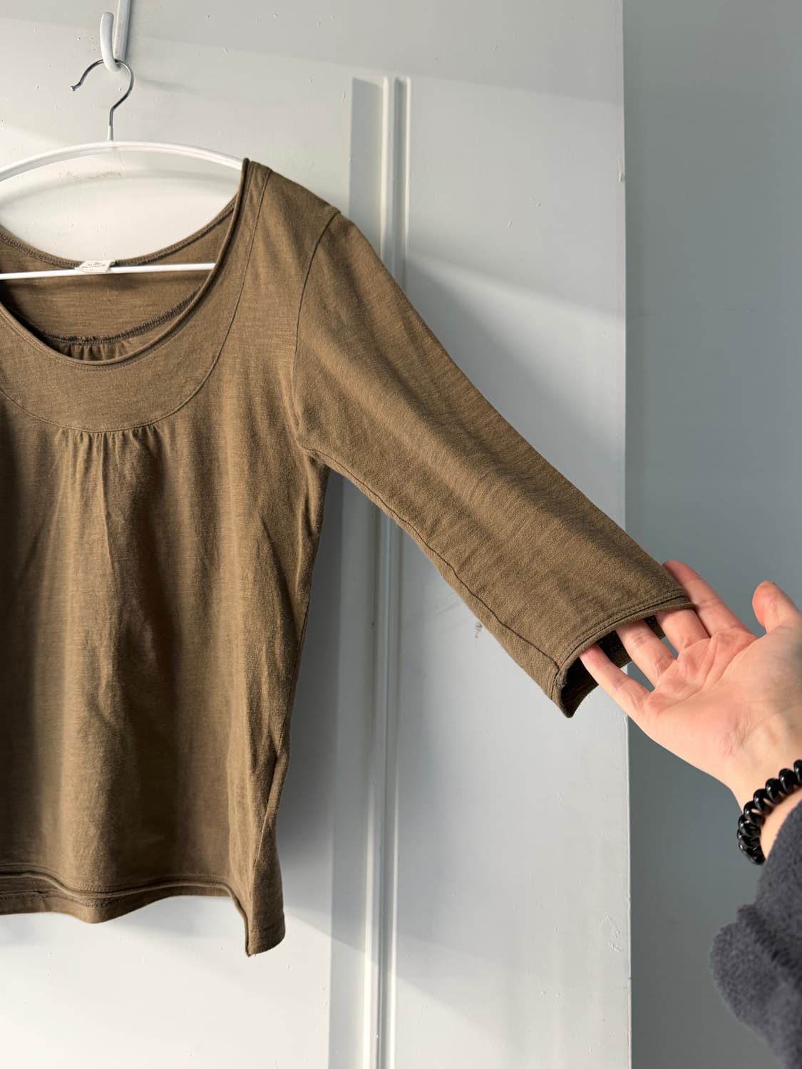 일본빈티지 모리 카키 스쿱넥 티셔츠 상품이미지6