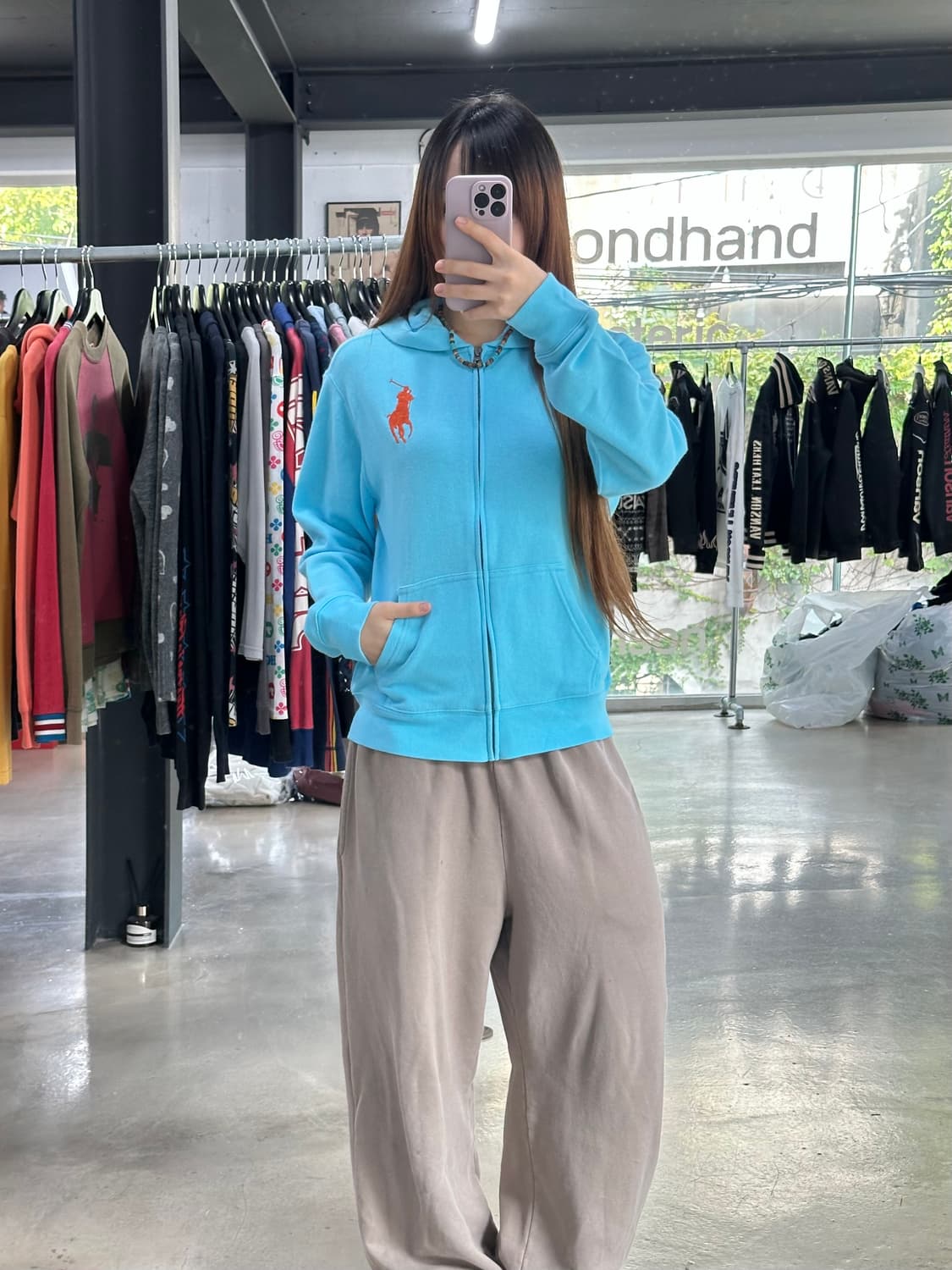폴로랄프로렌 빅포니 후드집업 스카이블루 데드스탁 상품이미지2