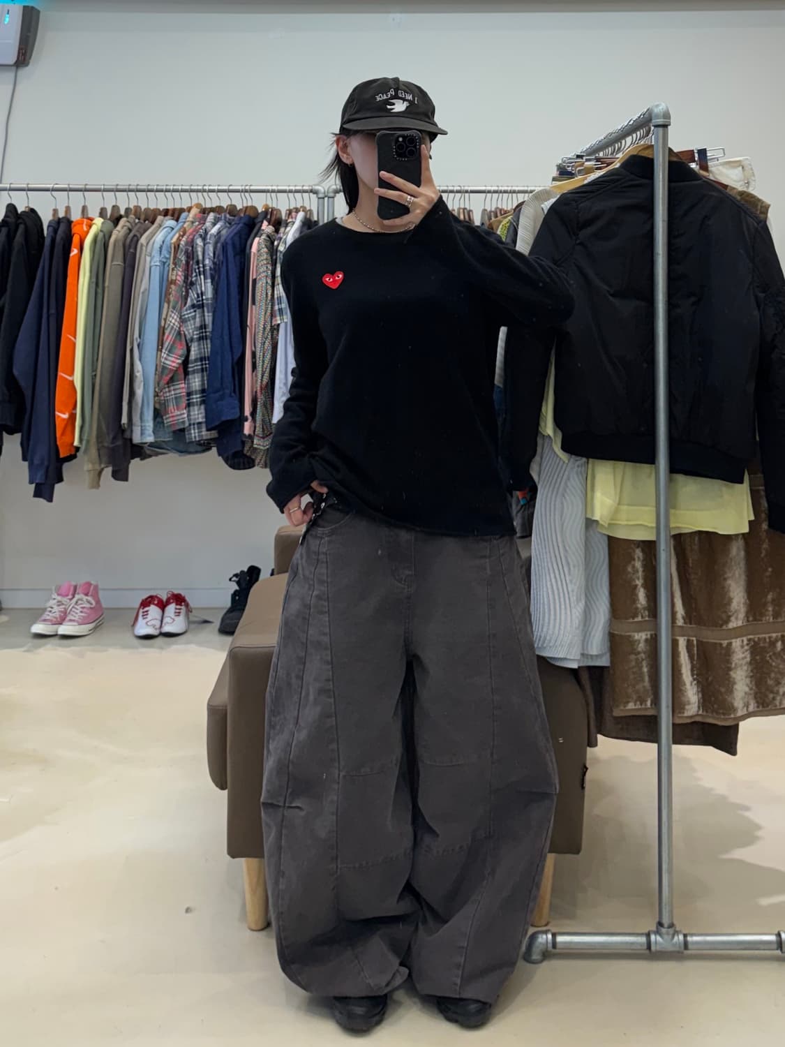 꼼데가르송 레드 하트 와펜 울 니트 상품이미지5