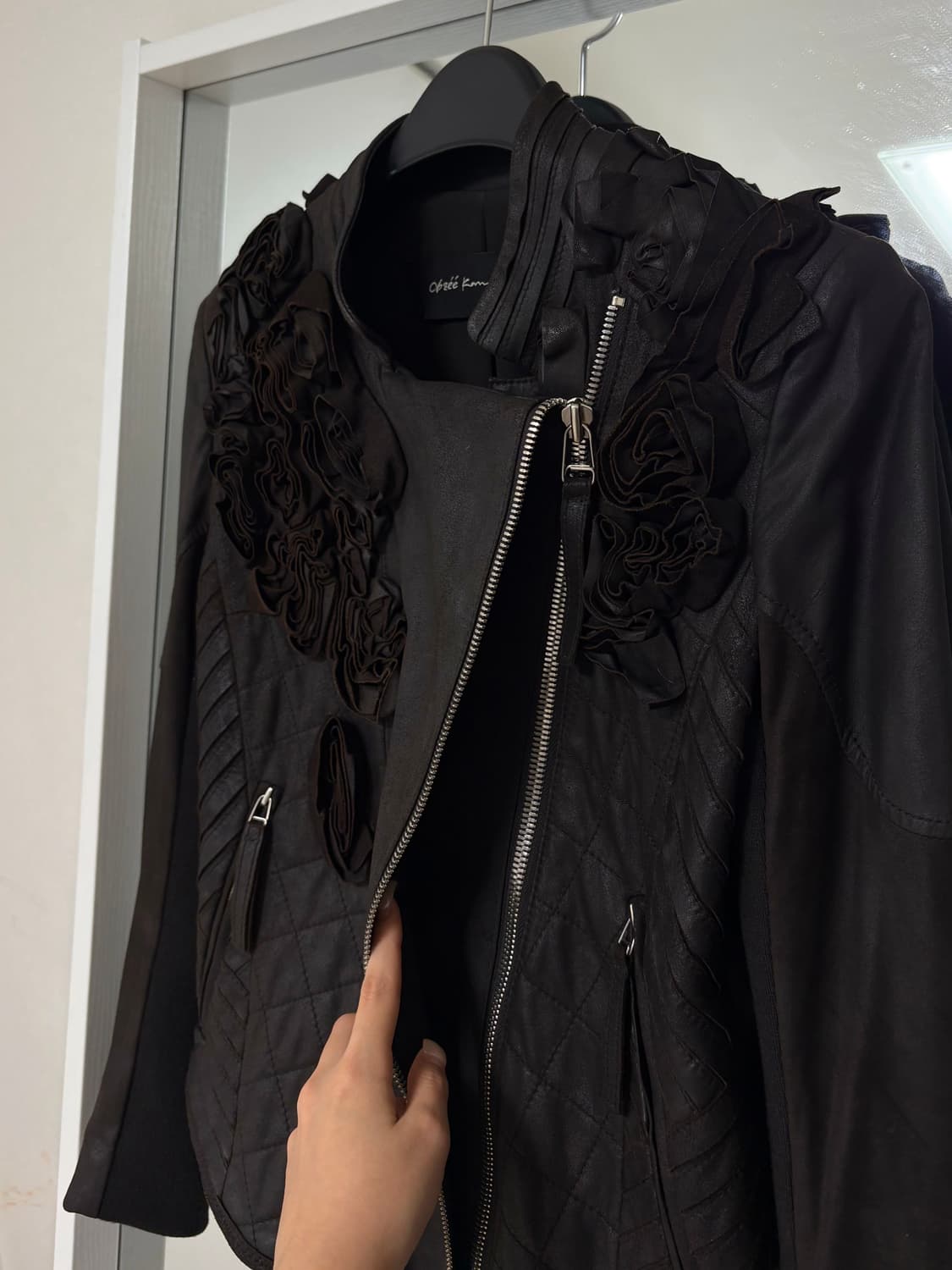 빈티지 다크브라운 로즈 레더 자켓 상품이미지4