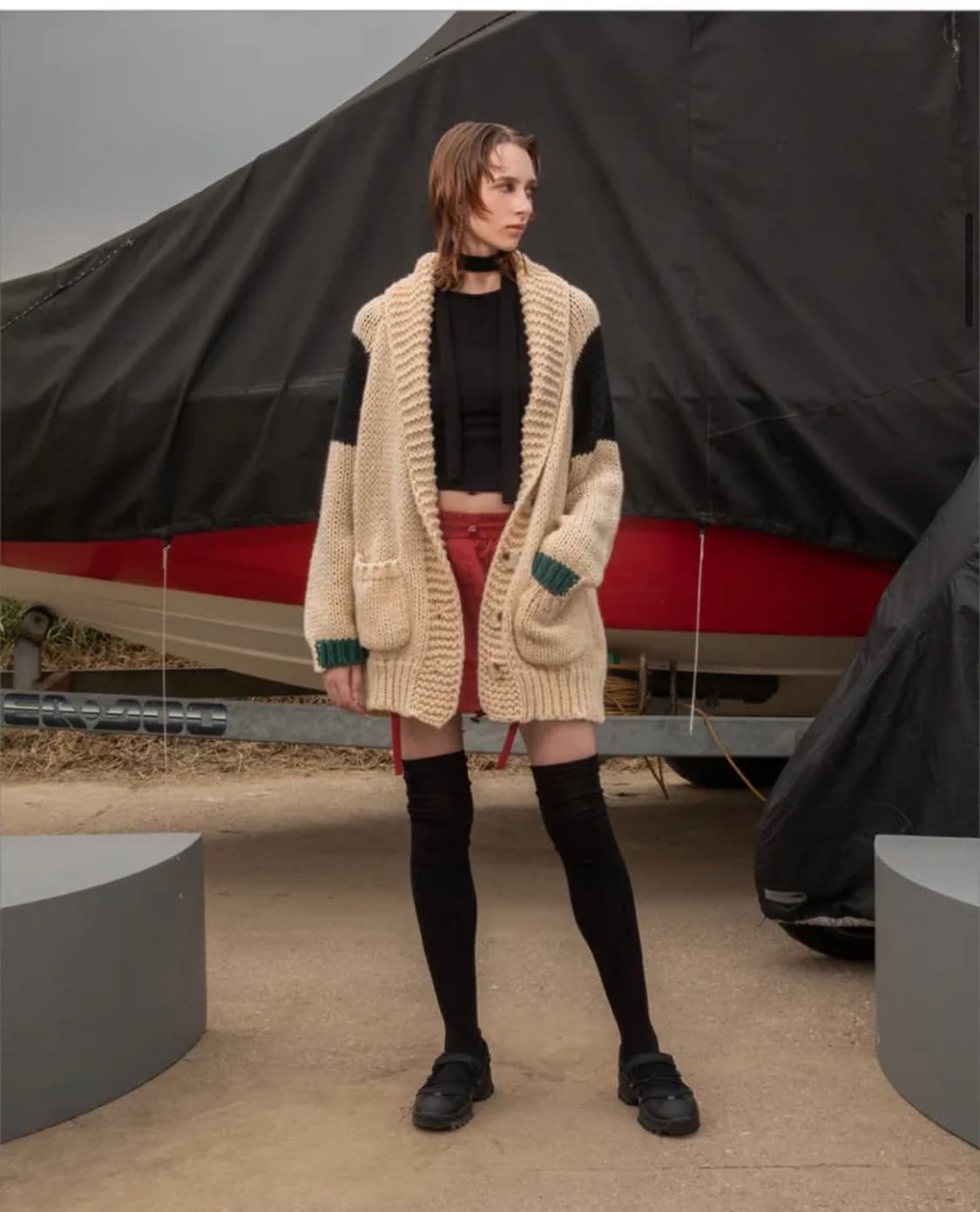 [새제품] KYO 더블 로고 니트 가디건 정가 18만원 상품이미지5