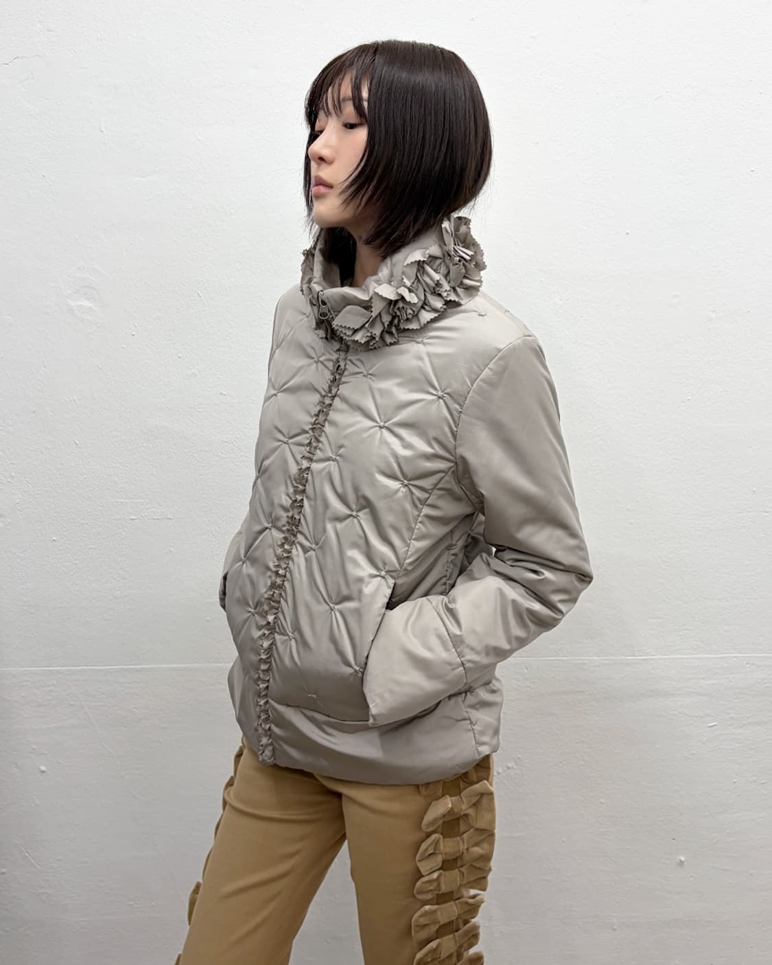 빈티지 플로럴 칼라 퀼티드 자켓 상품이미지3