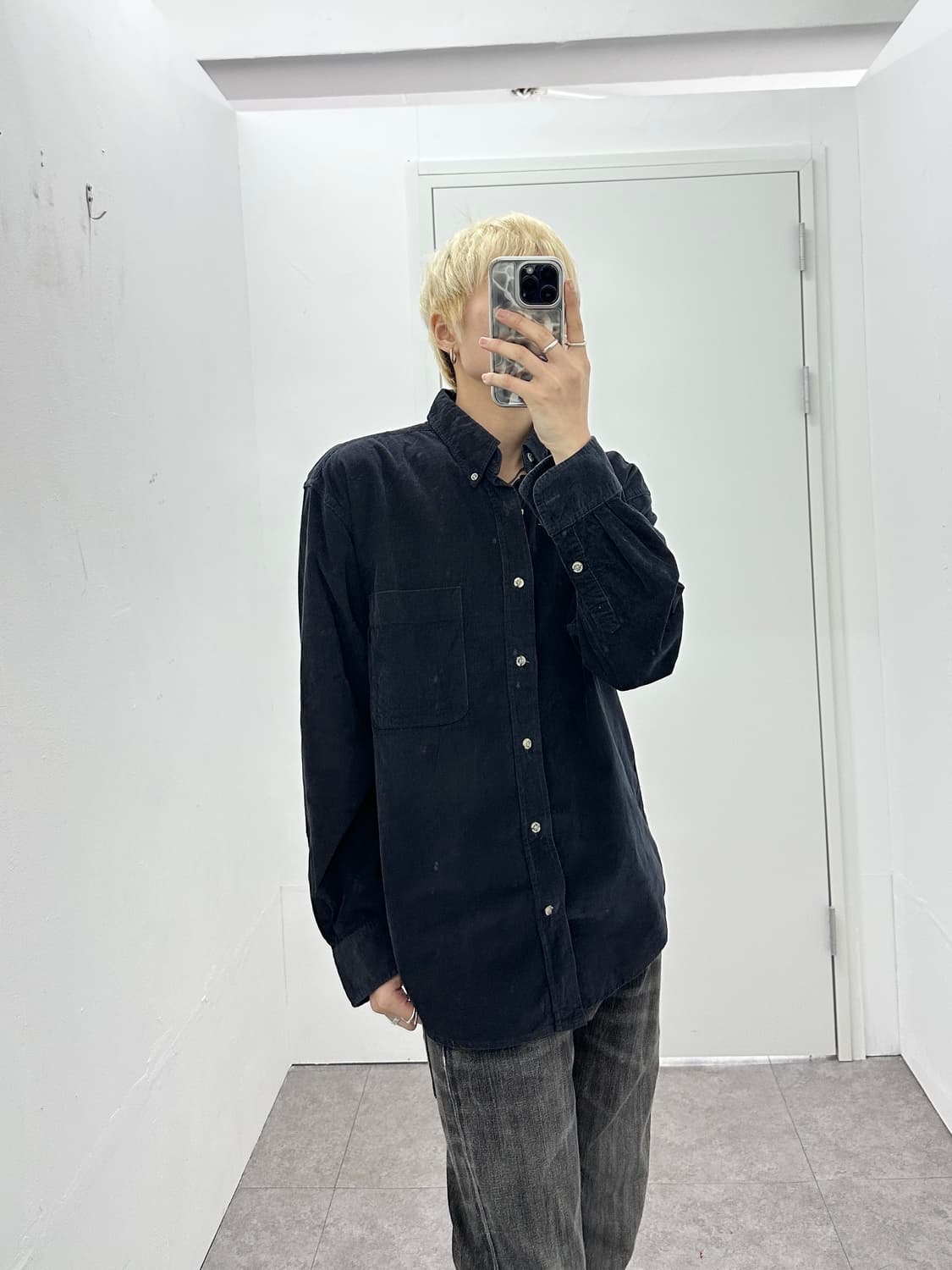 Corduroy black shirts 상품이미지1